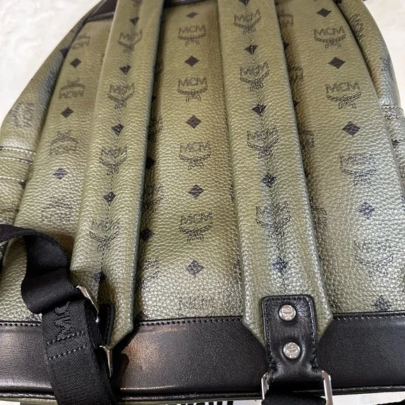 MCM Dark Green Logo Backpack - Picture 8 of 16